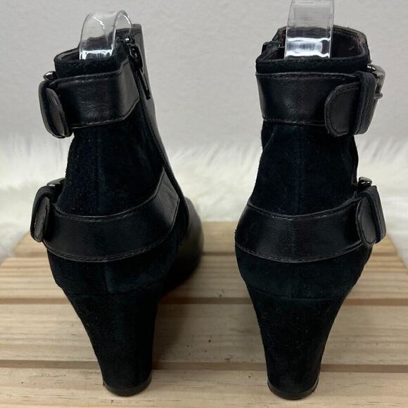 Attilio Giusti Leombruni AGL Double Buckle Wedge Heel Bootie Size 37.5 (7.5 US) - Picture 9 of 12